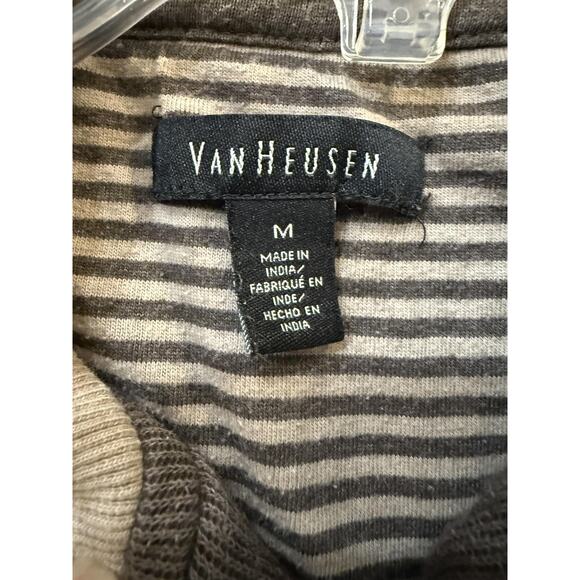 Van Heusen Sweater Mens Medium Brown/Gray Quarter Zip Pullover Casual Sweatshirt - Picture 2 of 5